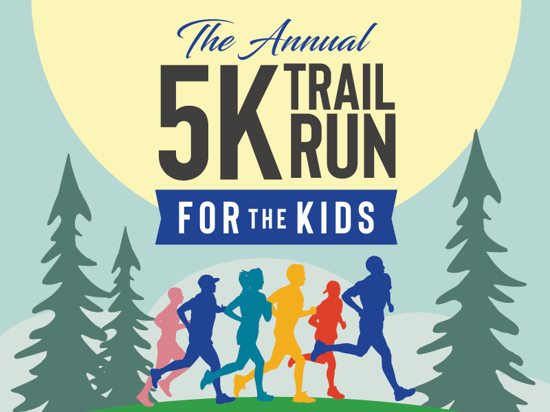 An illustration announcing the Oct. 2025 5K road and trail run benefiting the masonic home of georgia.